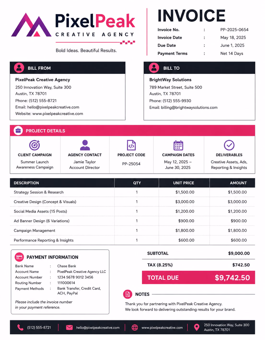 Advertising Agency Invoice Template