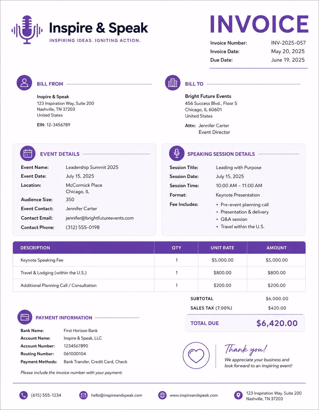 Guest Speaker Invoice Template