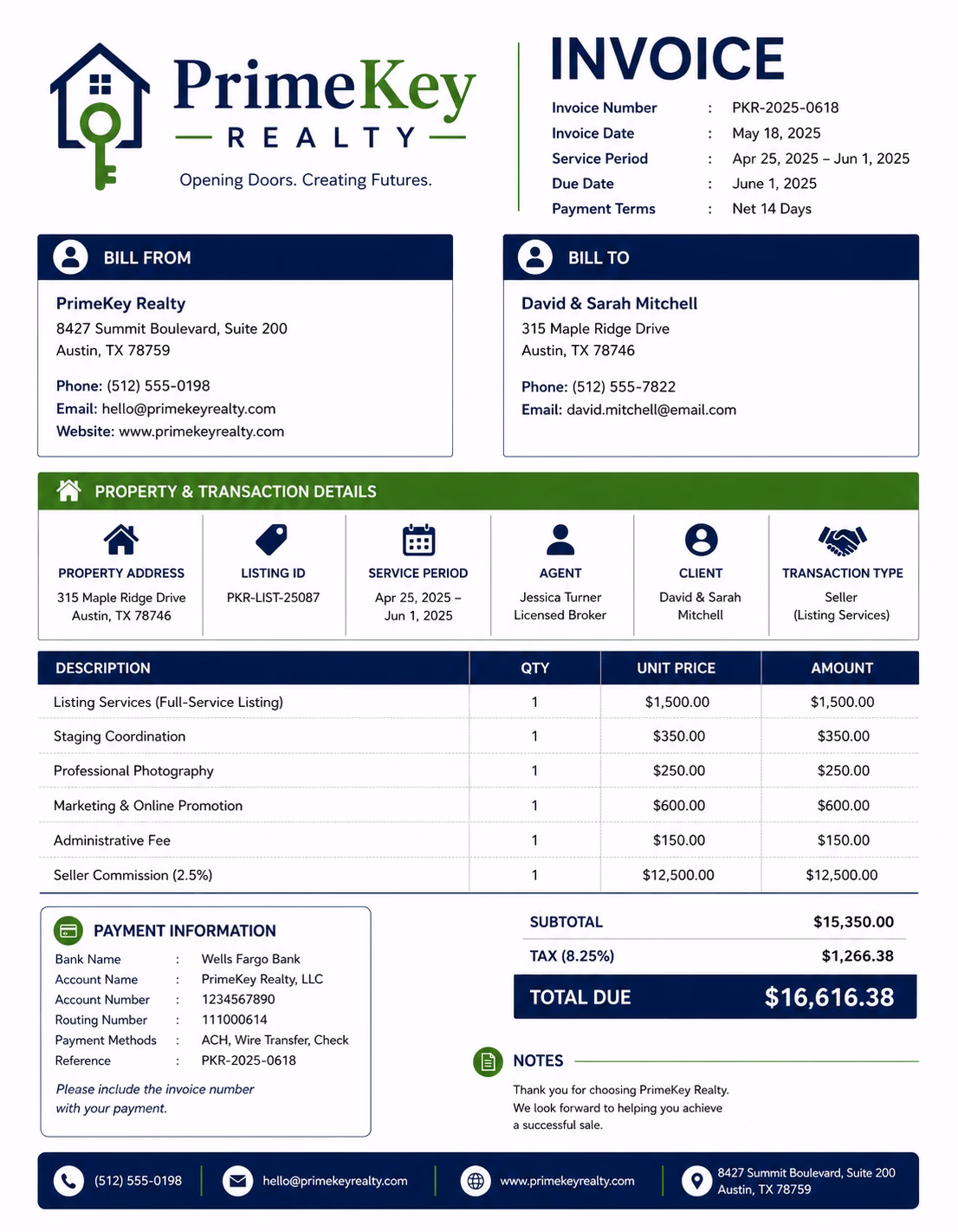 Real Estate Invoice Template