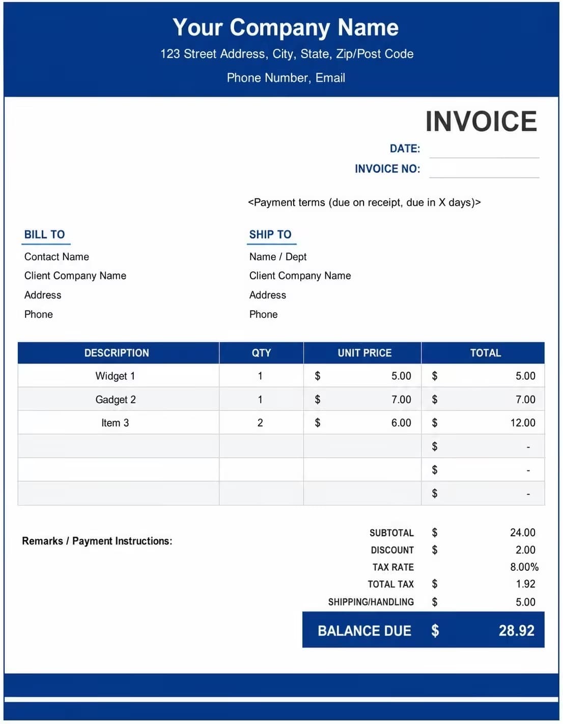 Printable Demolition Invoice Template