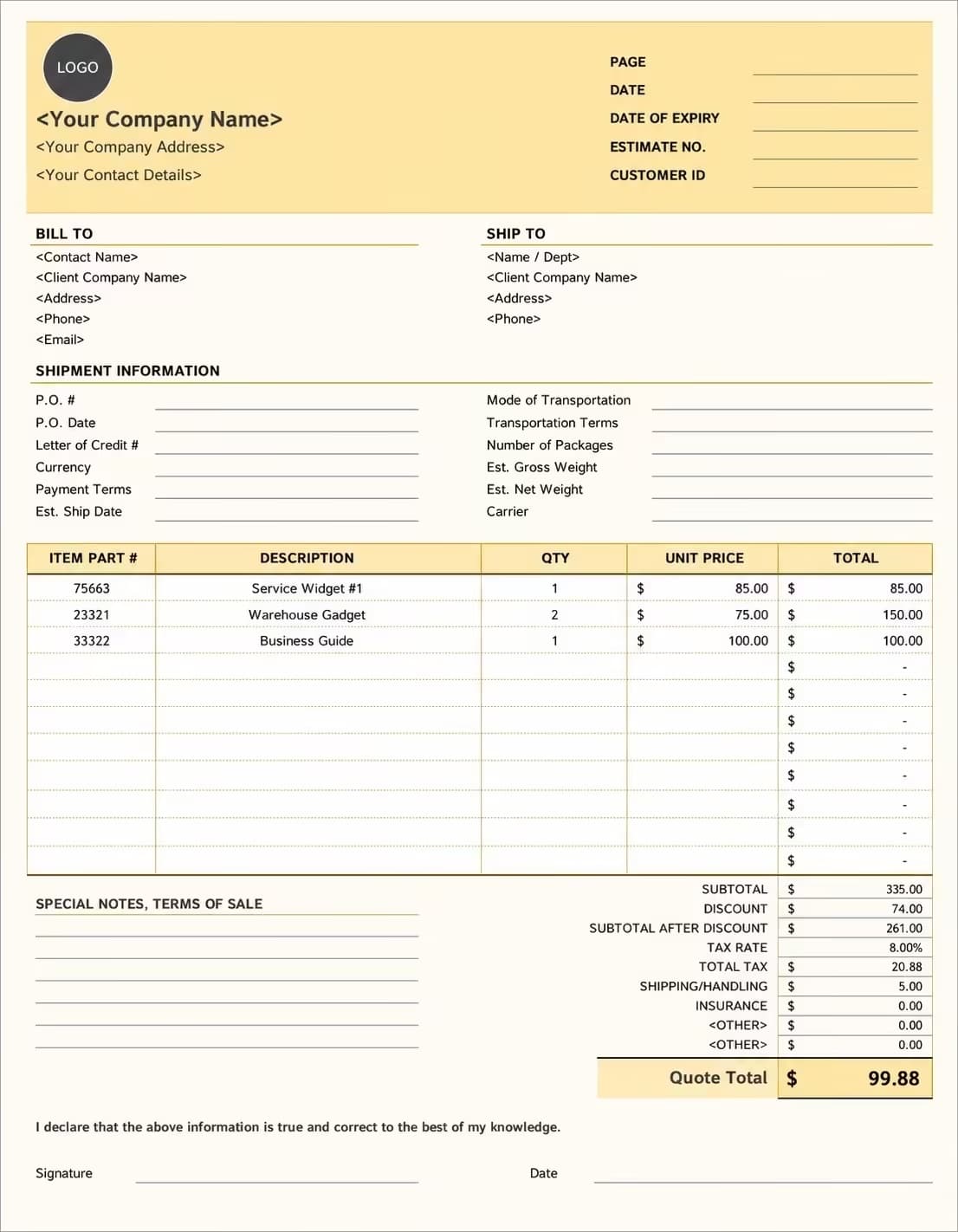 Editable Demolition Invoice Template