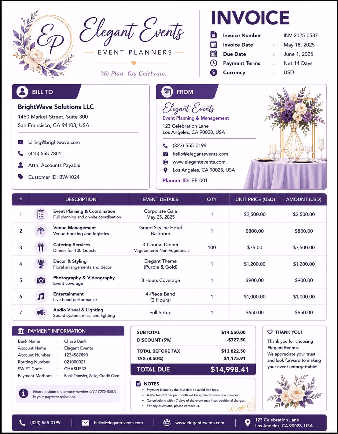 Event Planner Invoice Template Event Planner Invoice Template