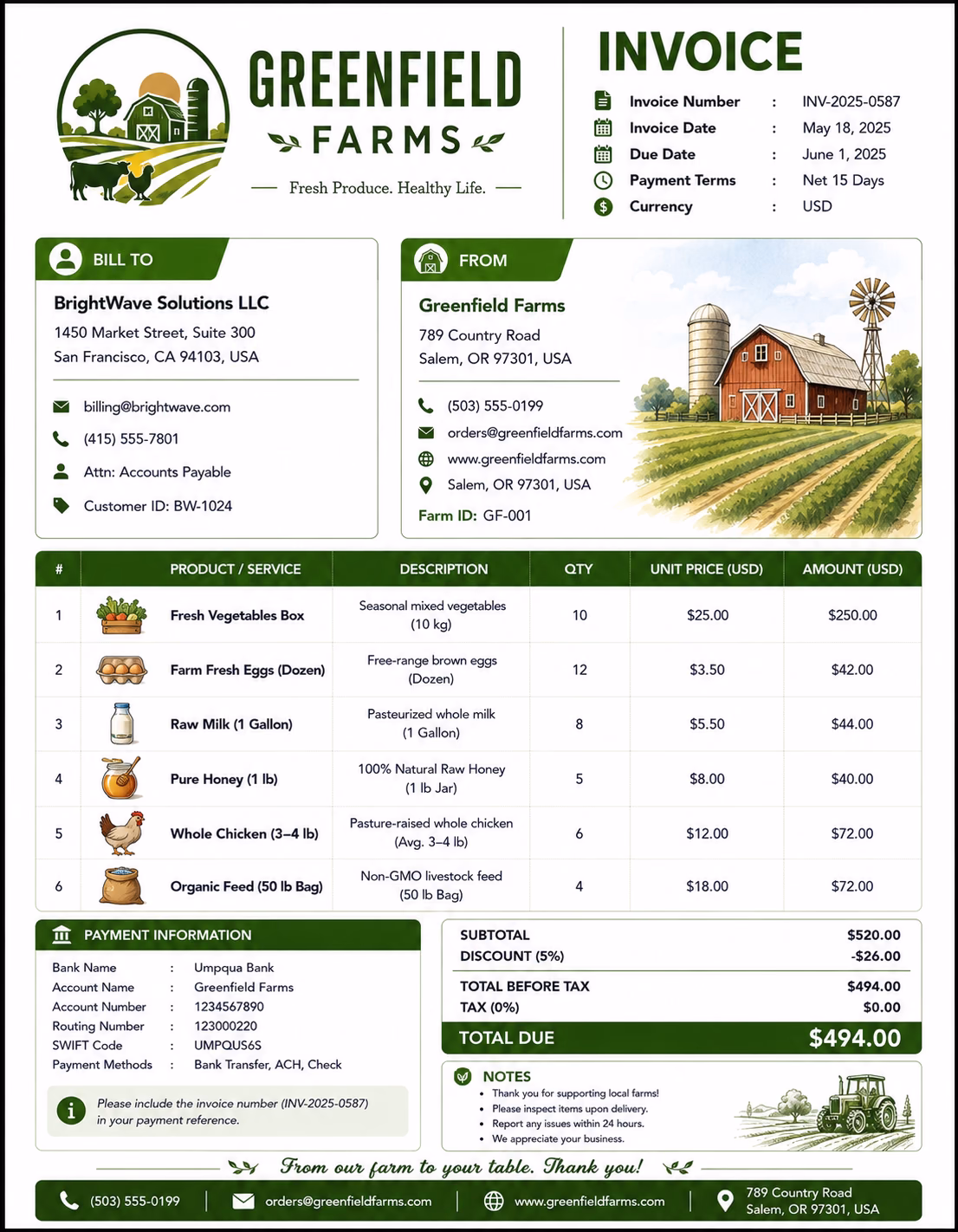 Farm Invoice Template Farm Invoice Template