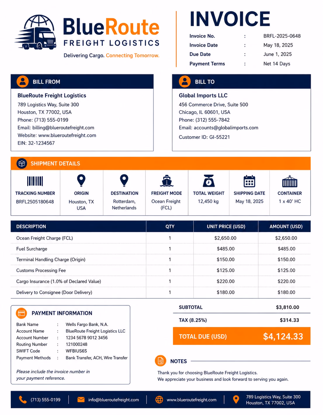 Freight Invoice Template Freight Invoice Template