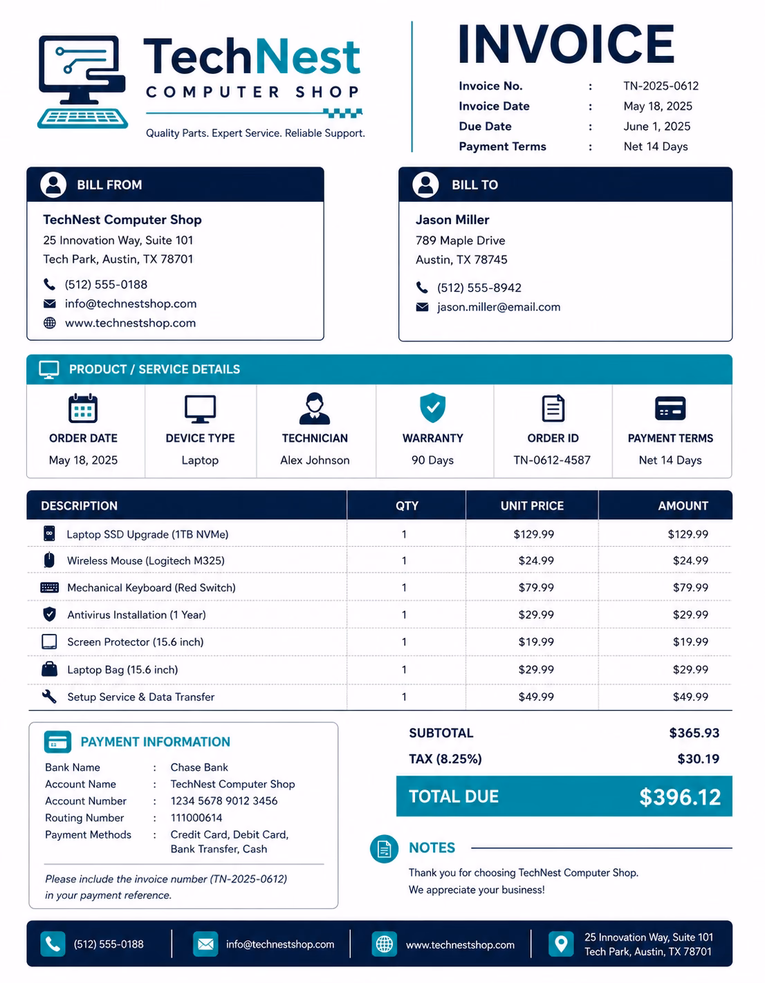 Free Computer Shop Invoice Template Computer Shop Invoice Template