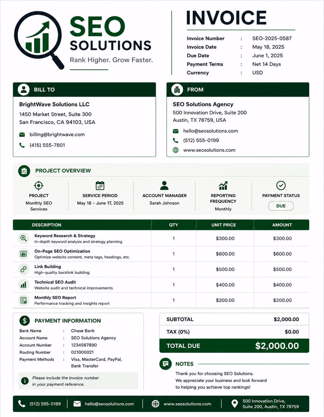 SEO Invoice Template SEO Invoice Template