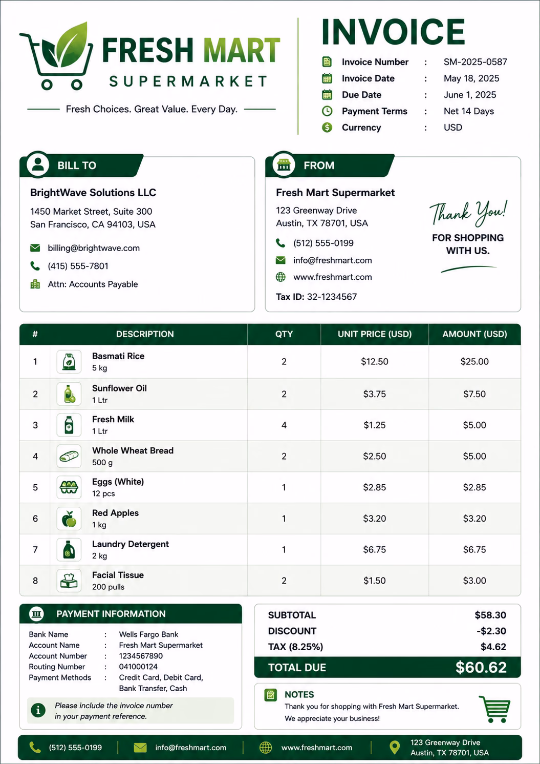 Free Supermarket Invoice Template Supermarket Invoice Template