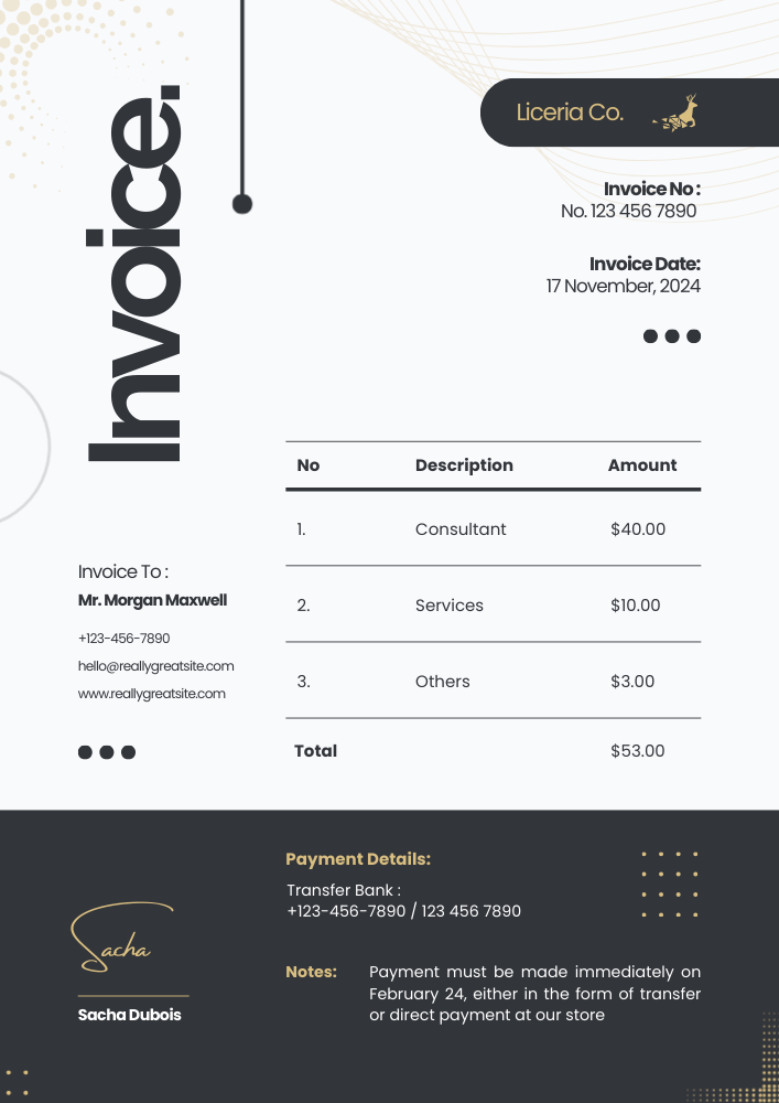 Black Simple Business Invoice