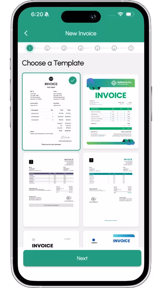 Add client details in Invoize invoice app
