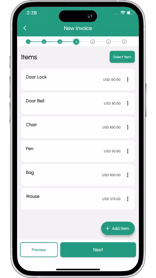 Payment tracking in Invoize app
